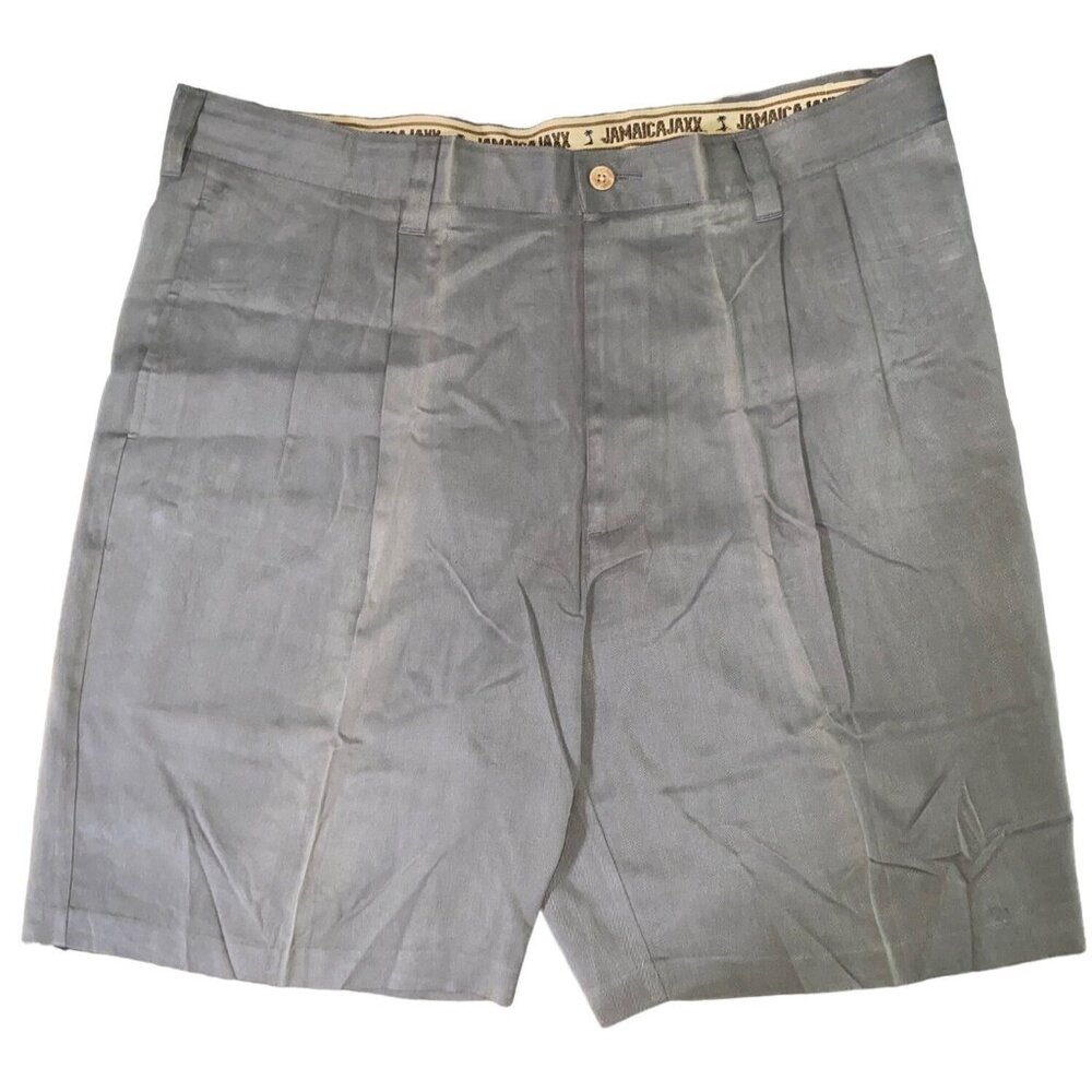 Jamaica Jaxx Mens Silk Dress Shorts W38 Gray Lightweight With Button Pockets